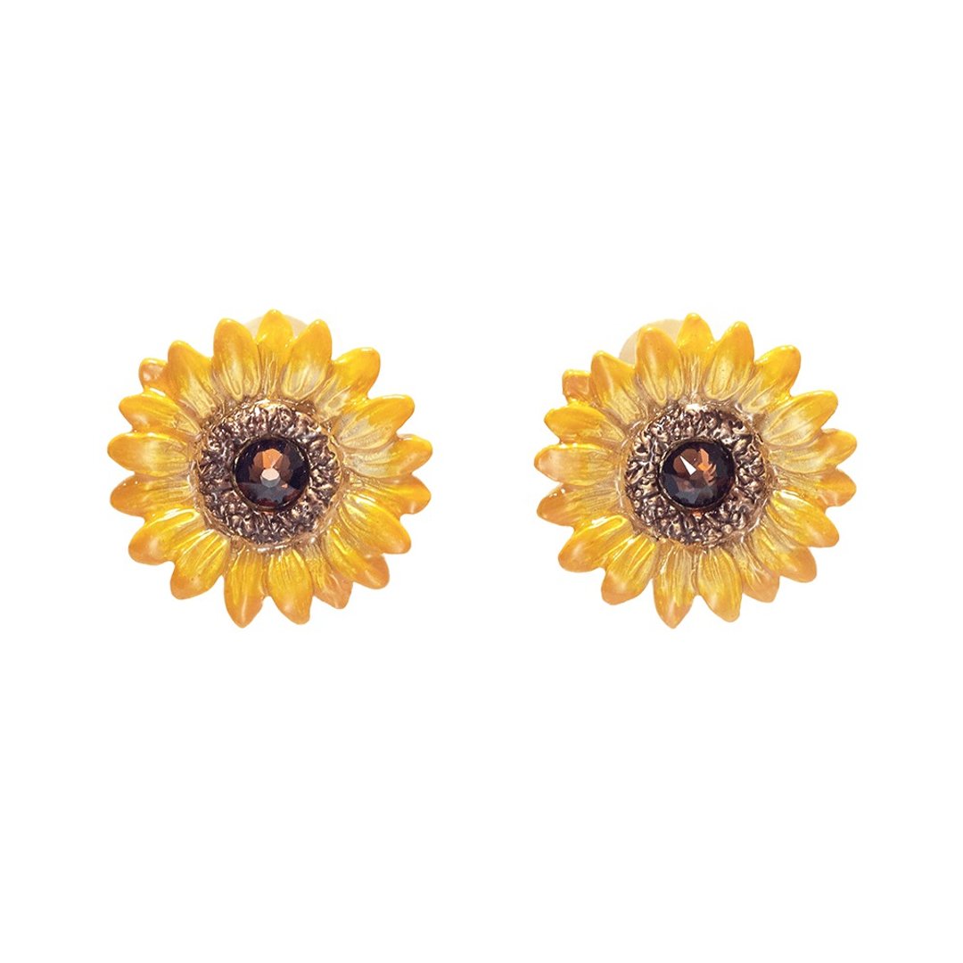 Sunflower Clip-On Sunflower EA152 - 胸针 - 其他金属 黄色