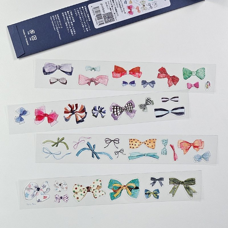 【12/20后出货】Pinkoi 世界设计师 PET 胶带 第二弹 | 缎带 | Fairy Maru | 亮面款・裁切线加工 - 纸胶带 - 纸 白色