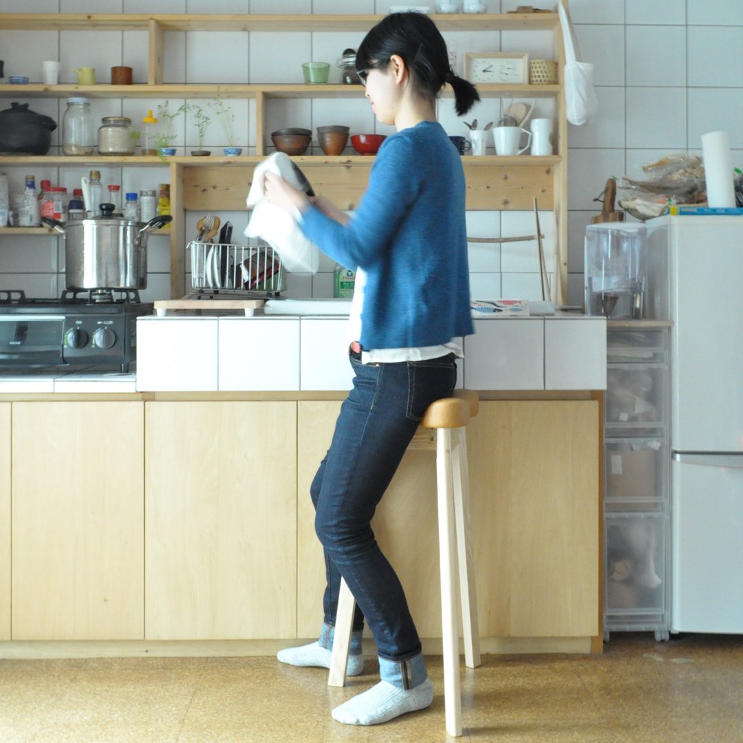 kitchen stool Matabi SH670【wood frame】natural【fabric】Synthetic leather Camel - 椅子/沙发 - 木头 橘色