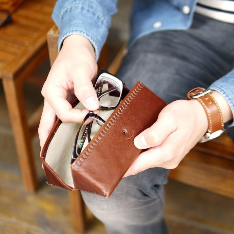 日本职人个性手缝真皮眼镜盒 Made in Japan by TEHA AMANA - 眼镜/眼镜框 - 真皮 