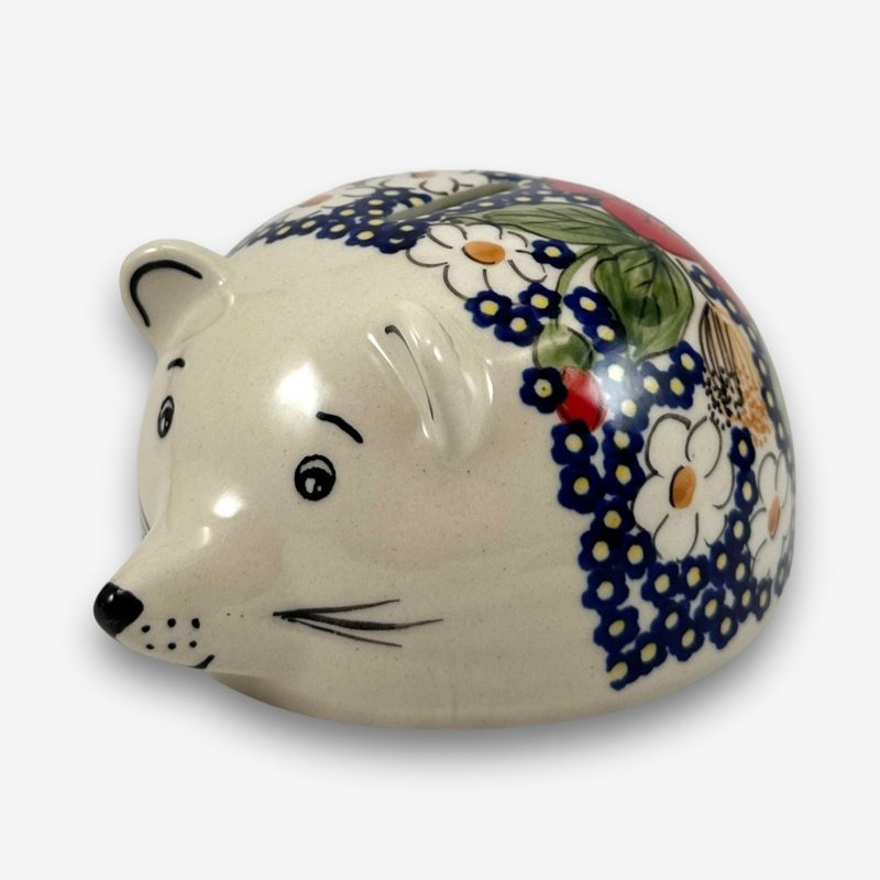 波兰手绘手工陶-刺猬存钱筒 12cm 静谧艳红系列 设计师款 - 储蓄罐 - 陶 蓝色