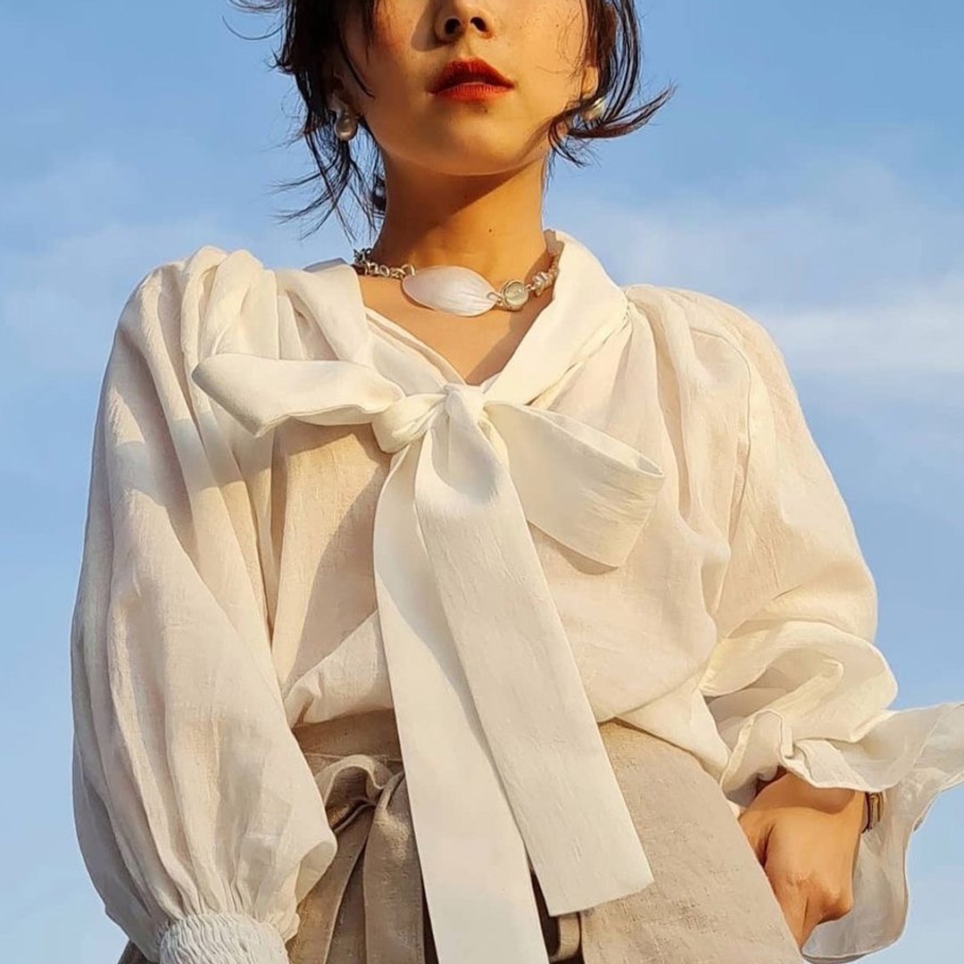 Vox Signature Necklace, Silver925, Pearl shell, Glass marble, Natural pearl - 项链 - 贝壳 白色