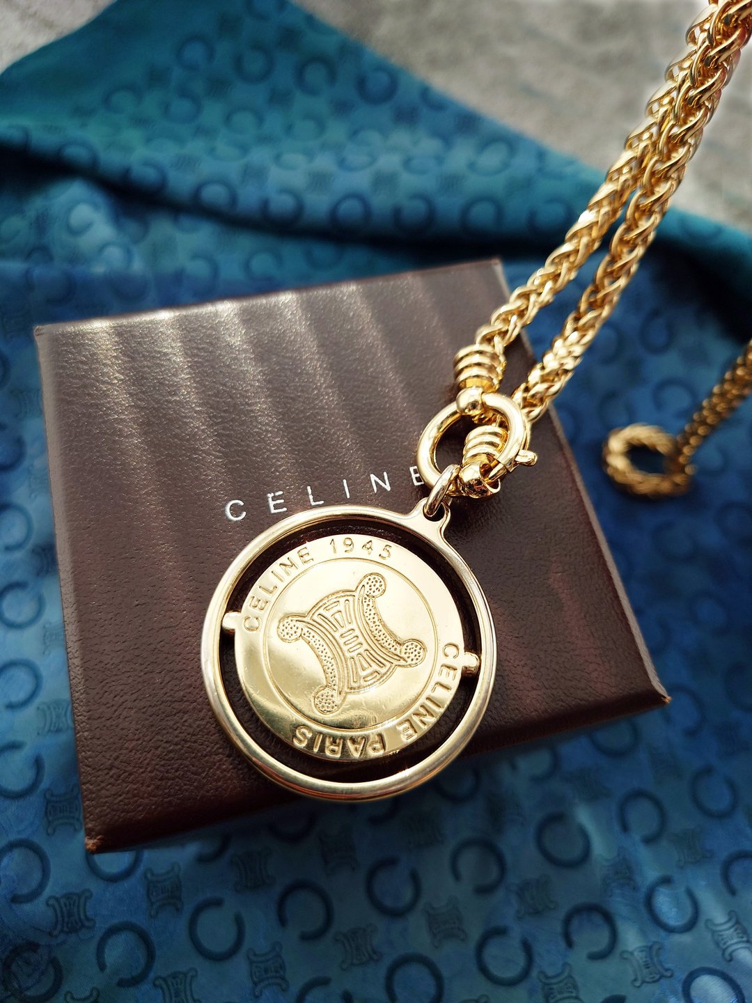 中古美品 真CELINE 旋转凯旋门颈链项链 钥匙扣包包挂件挂饰 连盒 - 项链 - 其他金属 金色