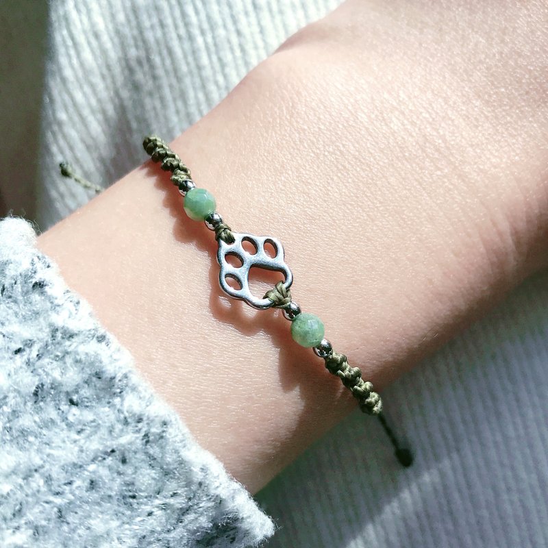 猫爪医疗级不锈钢 黑玛瑙 印度玛瑙 矿石 编织结手链 - 手链/手环 - 蜡 多色