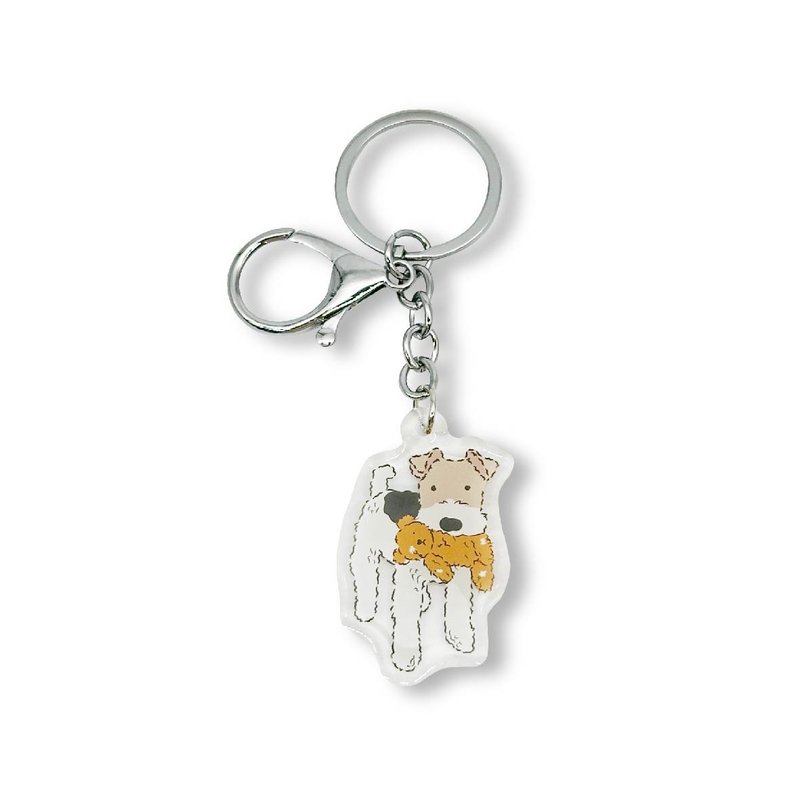 Wirefoxterrier 刚毛猎狐梗 滴胶压克力钥匙圈吊饰-梗梗与熊 - 钥匙链/钥匙包 - 塑料 透明
