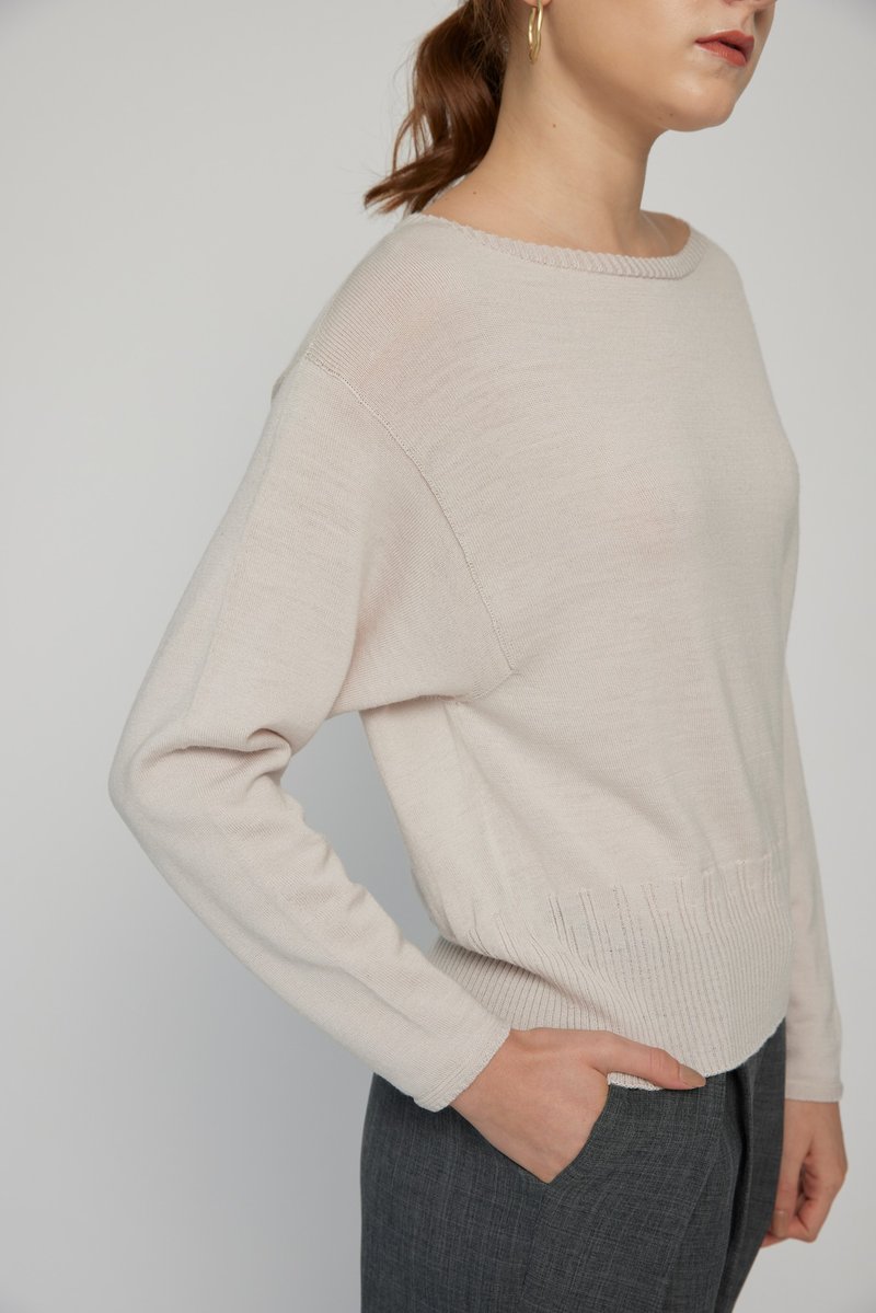 八分袖纹里上衣 (21W2SH04) - 女装上衣 - 棉．麻 