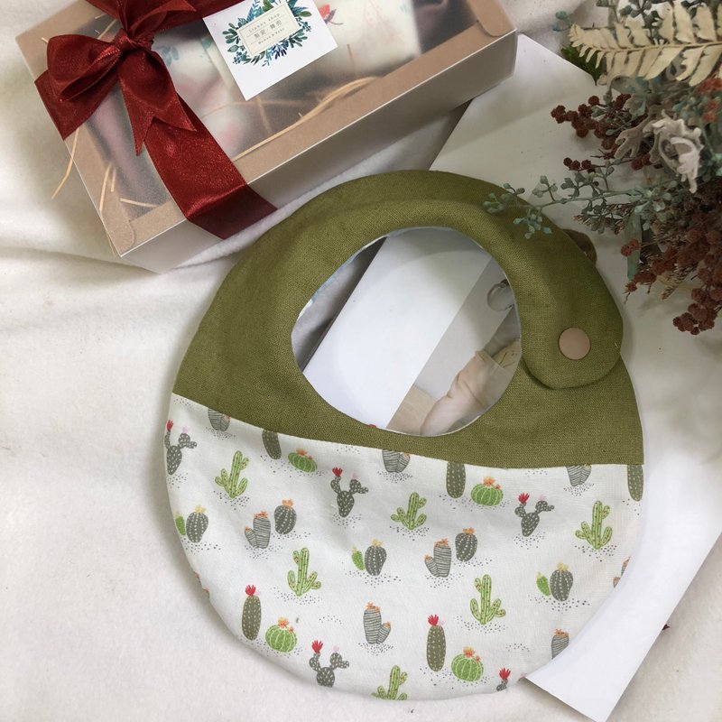 绿植多肉 手工六层纱围兜口水巾 弥月礼盒 - 围嘴/口水巾 - 棉．麻 