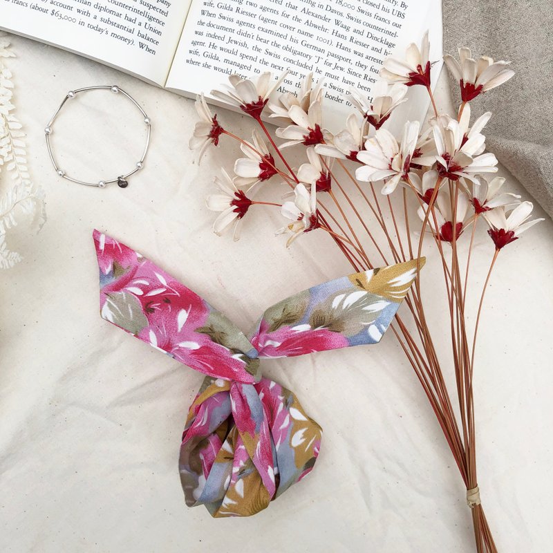 【绝版特惠】春天的气息 / 桃 绿 / 软铁丝 铁丝 发带 发箍 - 发带/发箍 - 棉．麻 