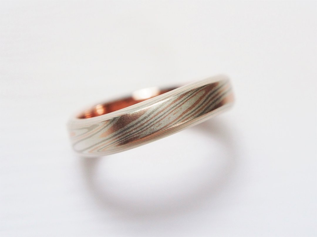 木目金婚戒 ( K金材质 ) 木纹金 定制  Mokume Gane(男版) - 对戒 - 贵金属 多色