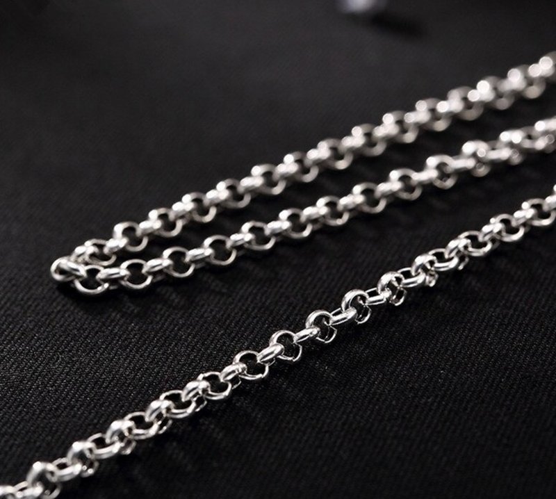 S925 Sterling Silver 3MM 4MM Thick Chains Necklaces NO Pendants Unisex - 项链 - 纯银 银色