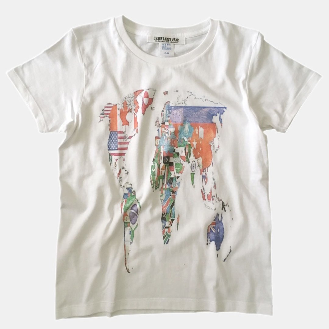 World Map Flag Print T-shirt - White - women's / men's / unisex - 女装 T 恤 - 棉 白色