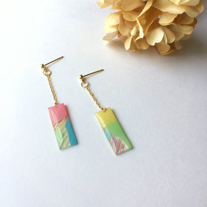 妹妹的铅笔盒花夹式/针式耳环 - 耳环/耳夹 - 树脂 透明