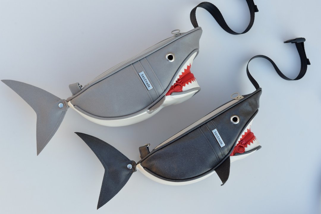 Shark鲨鱼斜背包 - 侧背包/斜挎包 - 棉 灰色