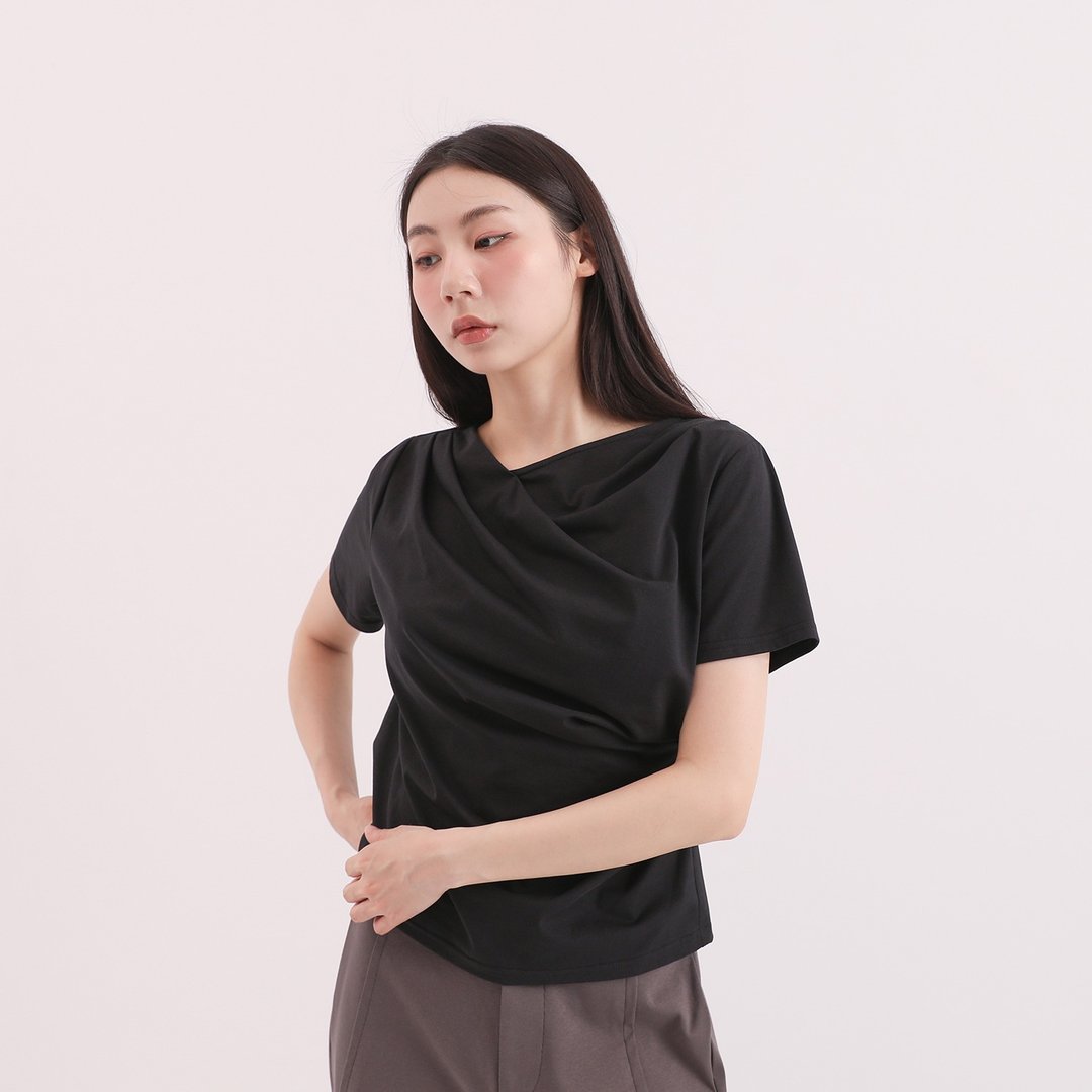 Yanqing_渊清皱褶上衣_26SF002_黑 - 女装休闲/机能外套 - 聚酯纤维 黑色