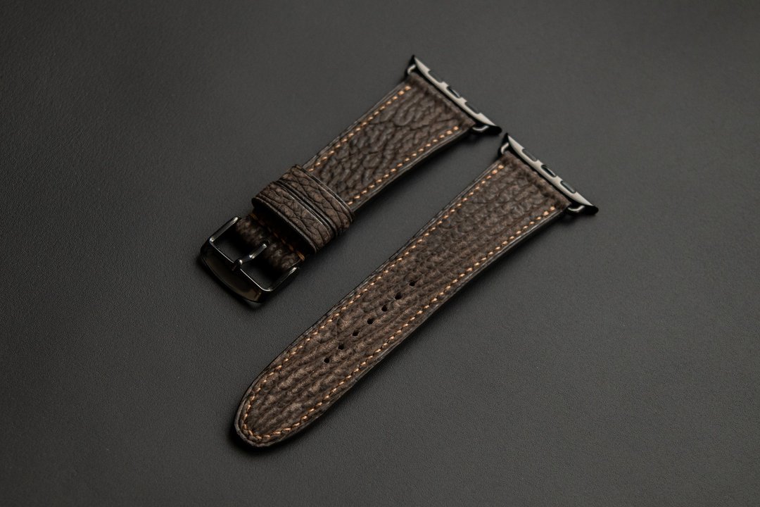 深棕色 Nubuck 鲨鱼皮 Apple Watch 表带 (订制款) - 表带 - 真皮 咖啡色