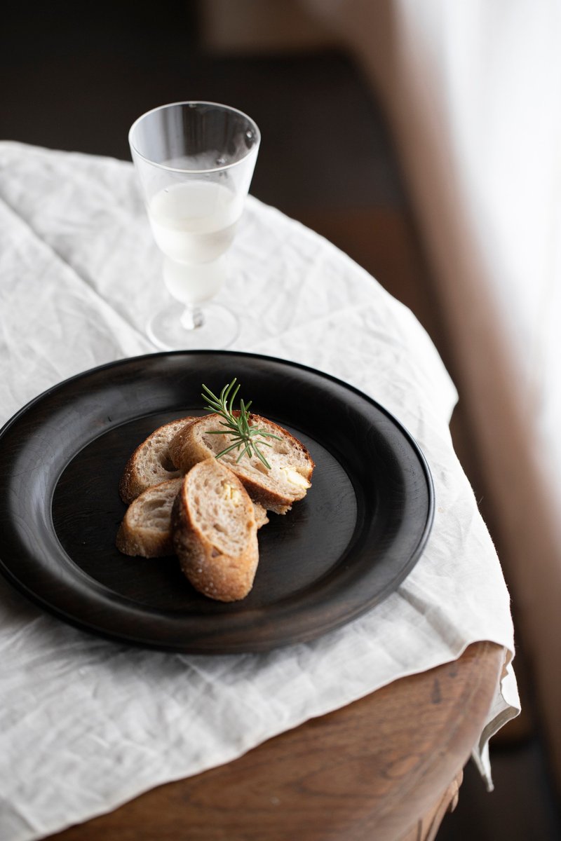 玲木系列 - 9号 玄色餐碟套组 3个/组 大漆处理 - 盘子/餐盘/盘架 - 木头 