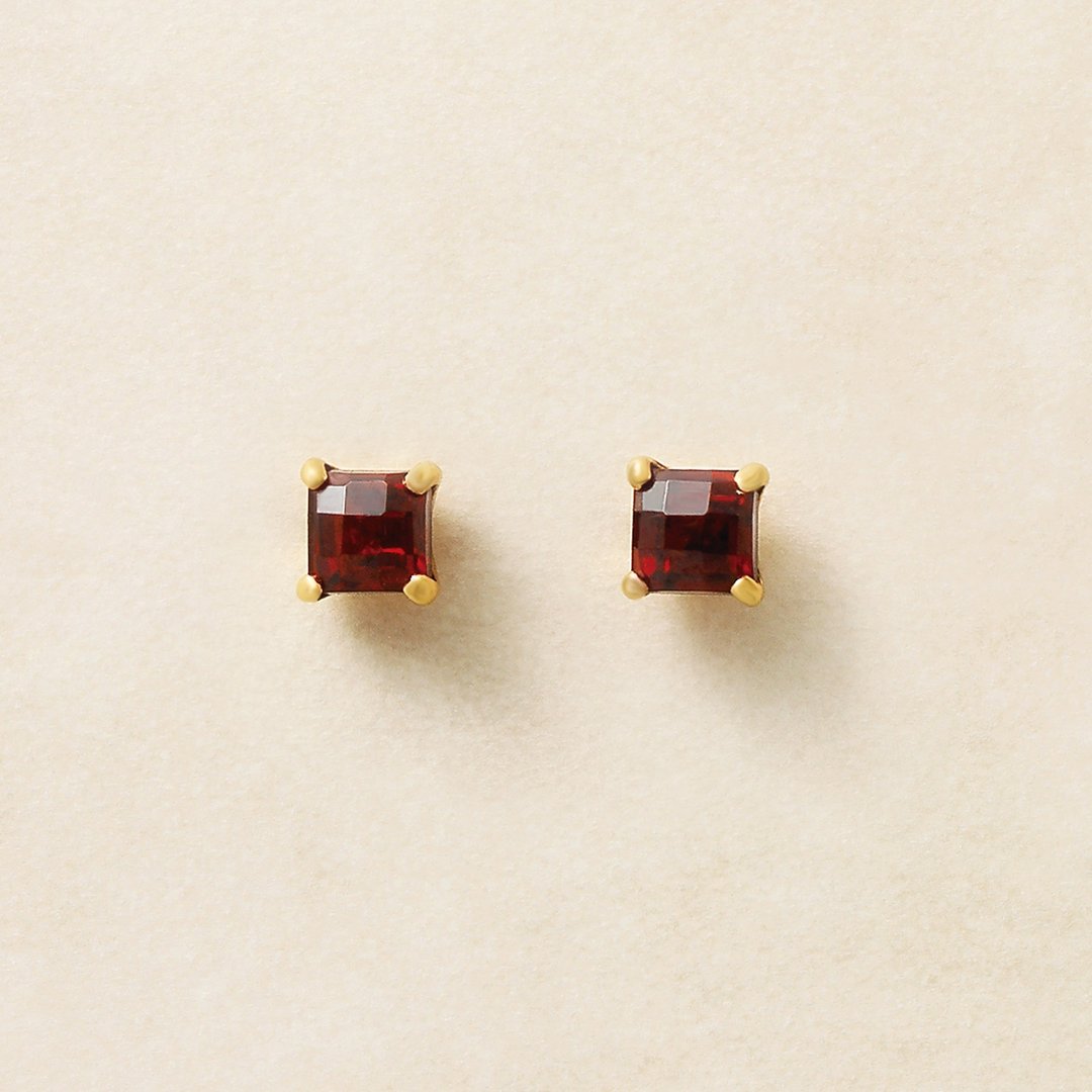 【Second Earrings】 18K 黄金石榴石耳环 - 耳环/耳夹 - 贵金属 