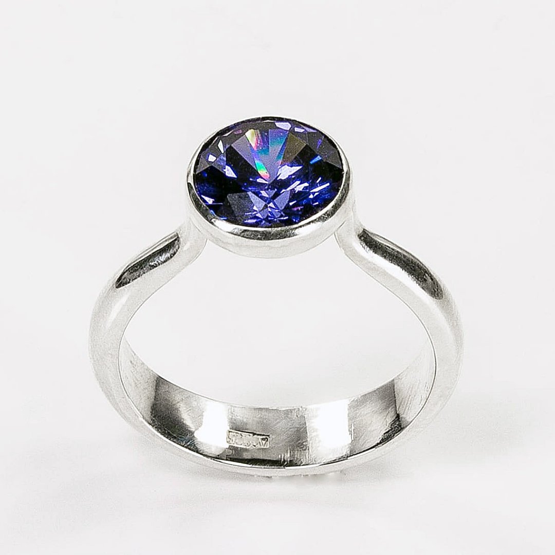 Silver ring with cubic zirconia. - 戒指 - 纯银 蓝色