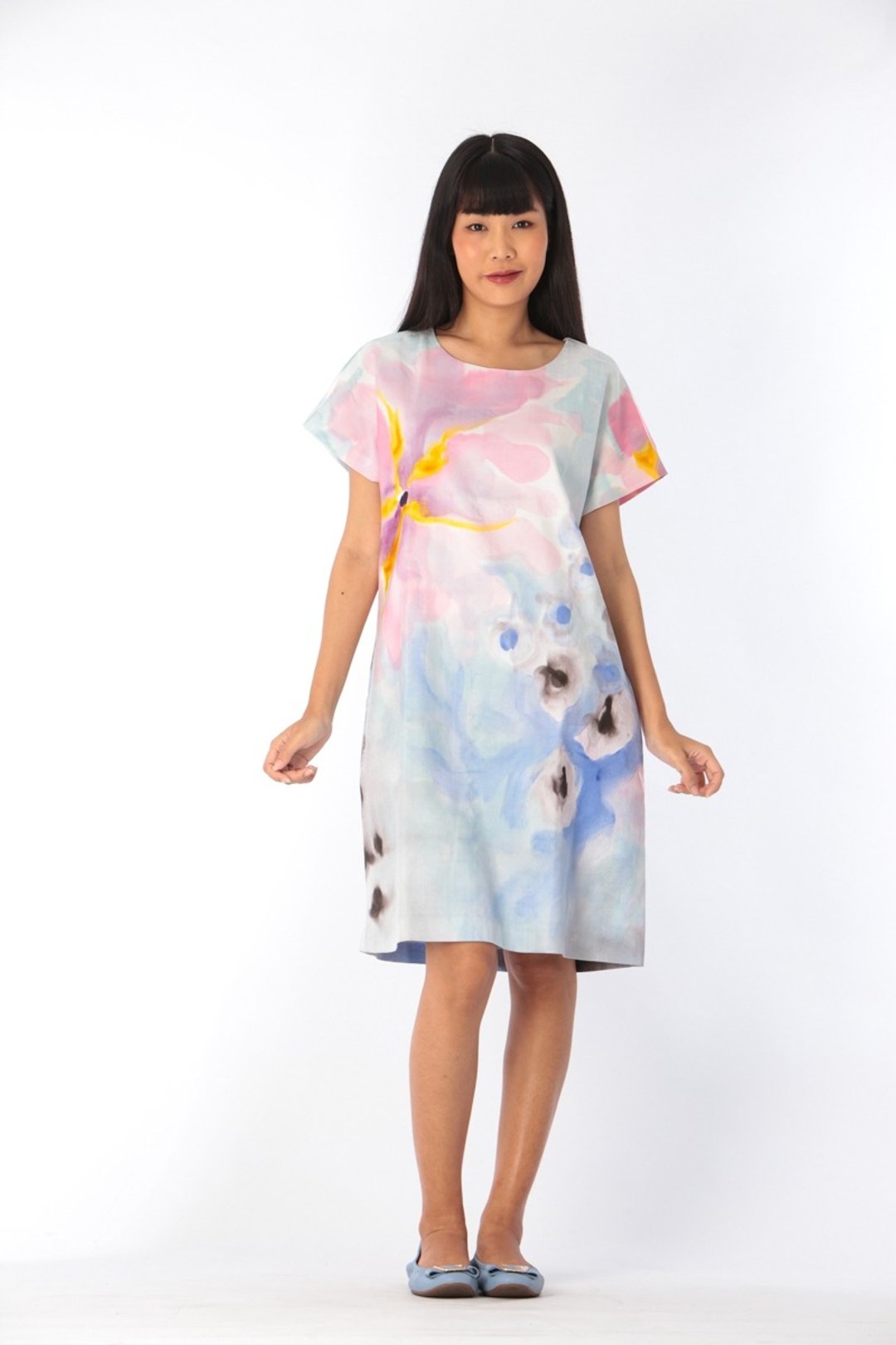 Hand Painted Short Dress - 洋装/连衣裙 - 棉 粉红色