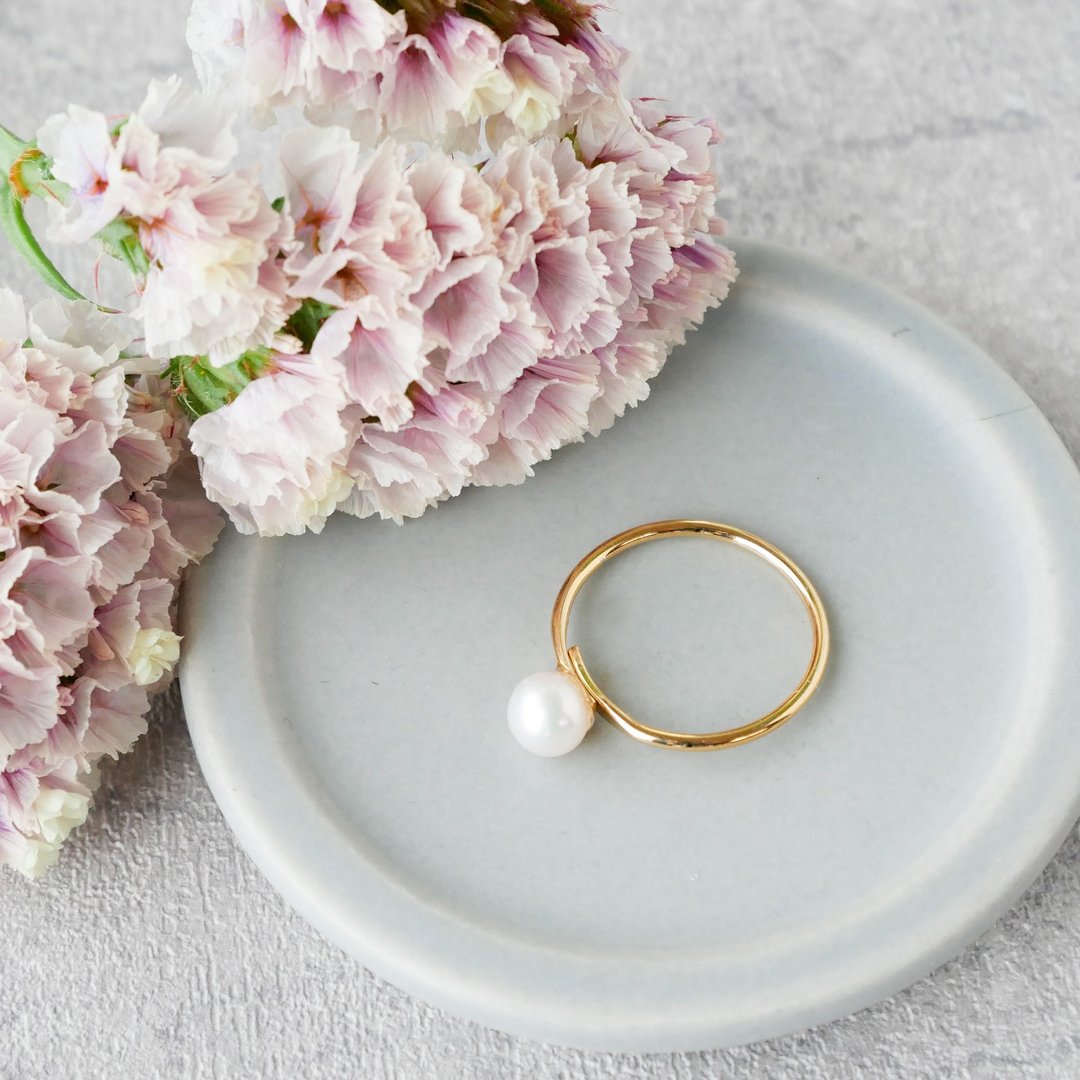 Freshwater pearl ring/size 10 free size/size adjustable - 戒指 - 珍珠 白色