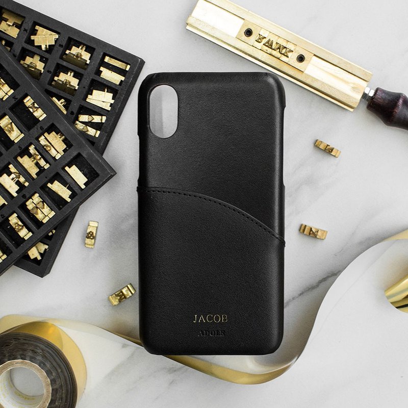 iPhone X 5.8 寸真皮防泼水手机壳/黑色(免费定制刻字) - 手机壳/手机套 - 真皮 黑色