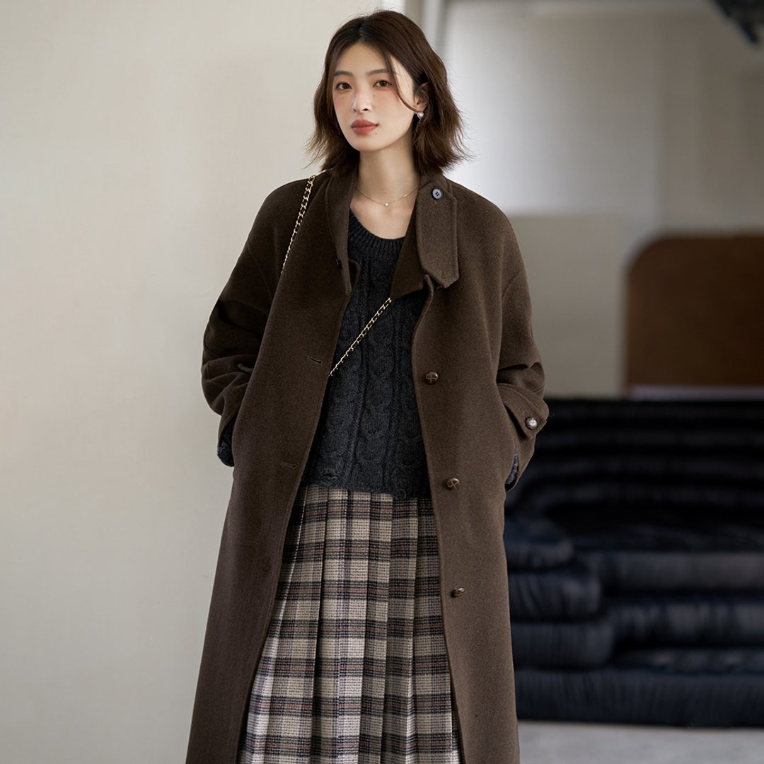 立领长款双面大衣|外套|两色|秋冬款|Sora-1352 - 女装休闲/机能外套 - 羊毛 多色