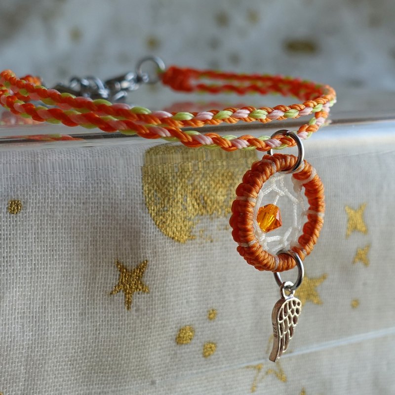 迷你捕梦网手环 │ 橘子色│ 防水材质 - 手链/手环 - 防水材质 橘色