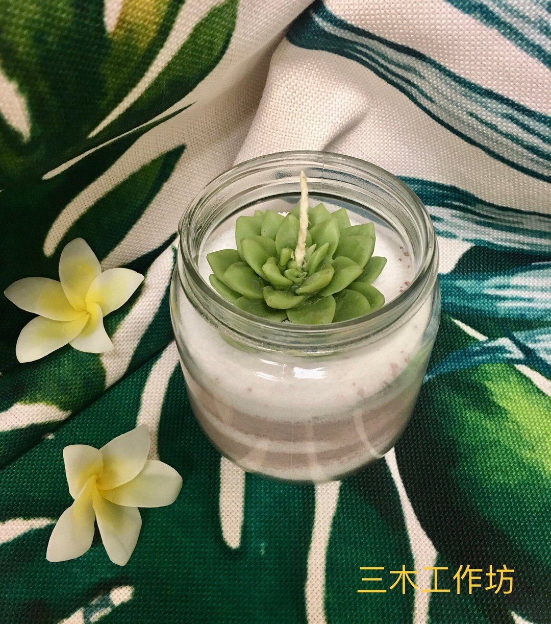 三木手作蜡烛课程 - 多肉香氛棕榈蜡烛 - - 蜡烛/香氛 - 蜡 