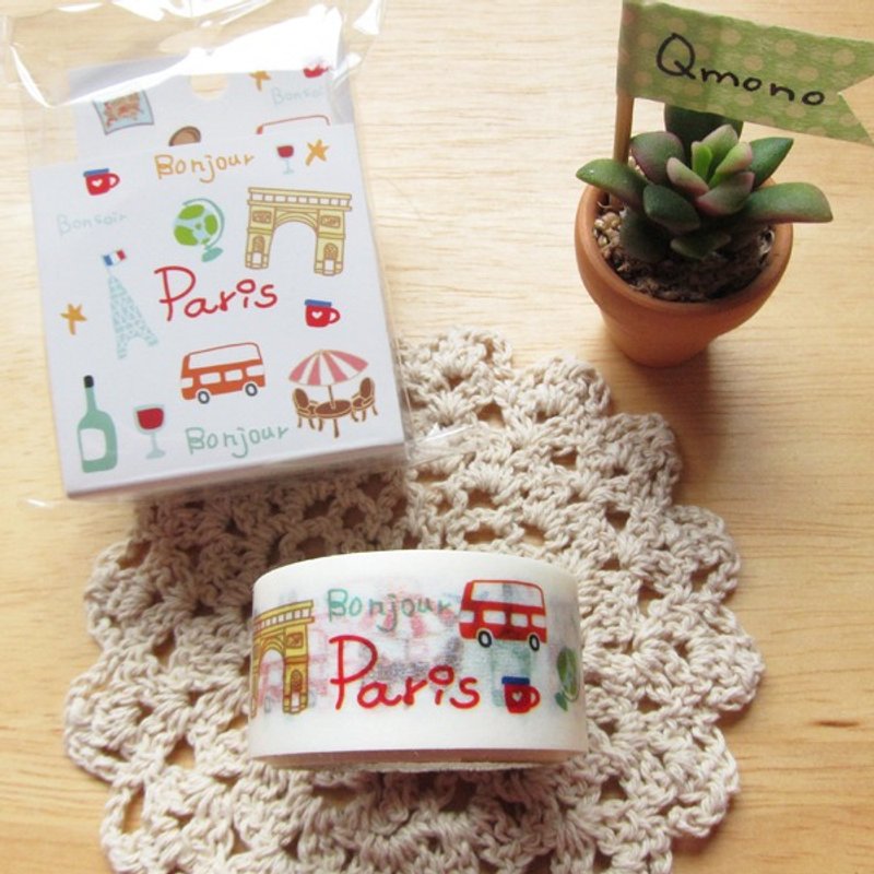 Qmono x Nicko妮可 联名纸胶带《Paris (QMT-N07)》旅行系列-巴黎 - 纸胶带 - 纸 多色