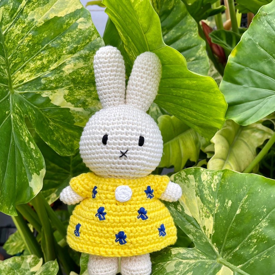 荷兰 Just Dutch | Miffy 米飞兔和她的梵谷鸢尾花洋装 - 玩偶/公仔 - 棉 黄色