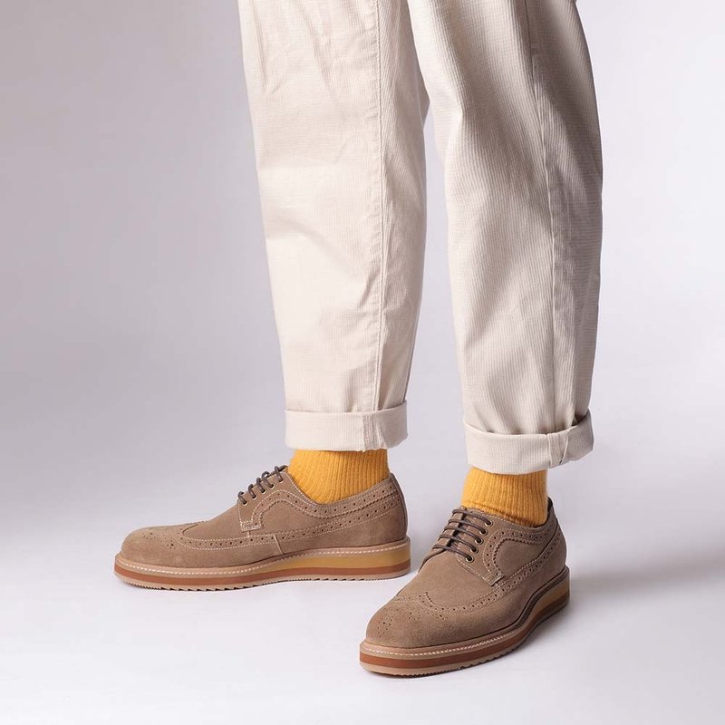 Vanger 轻旅长翼纹德比休闲鞋 Va245麂皮灰 - 男款休闲鞋 - 真皮 灰色