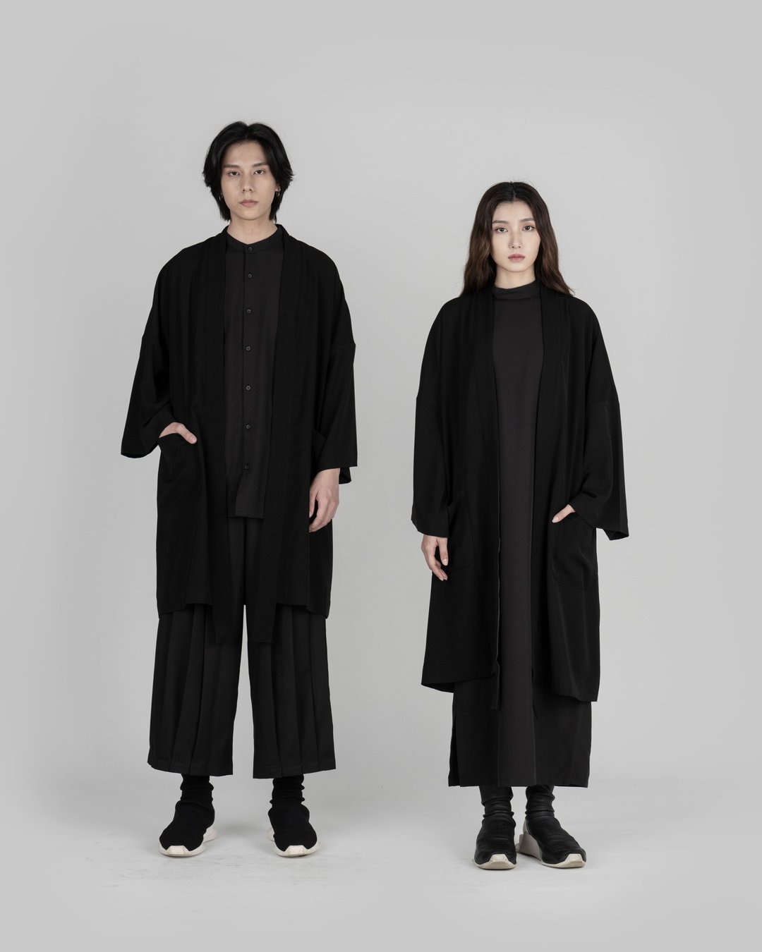 MUKK DESIGN 双面穿西装和服罩衫 - 男装外套 - 聚酯纤维 黑色