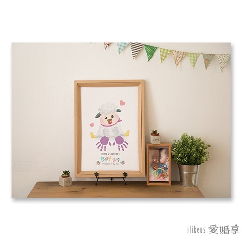 【小手画 / 小脚画 婴幼儿成长纪念框】可爱动物园 – 爱玩小羊 <内附双色颜料> - 其他 - 纸 