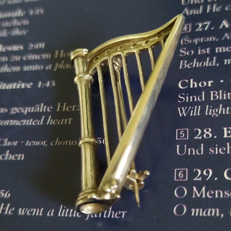 一枚好的胸针 - 给每天弹奏竖琴的你 - 竖琴别针 - 胸针 - 纯银 银色