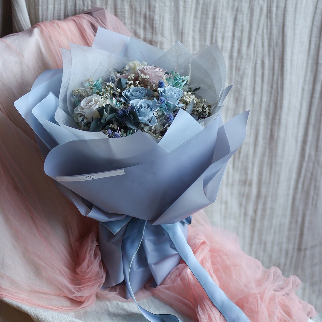 定制毕业花束 生日花束 干燥花 告白求婚永生玫瑰花花束 慵懒 - 干燥花/捧花 - 植物．花 多色