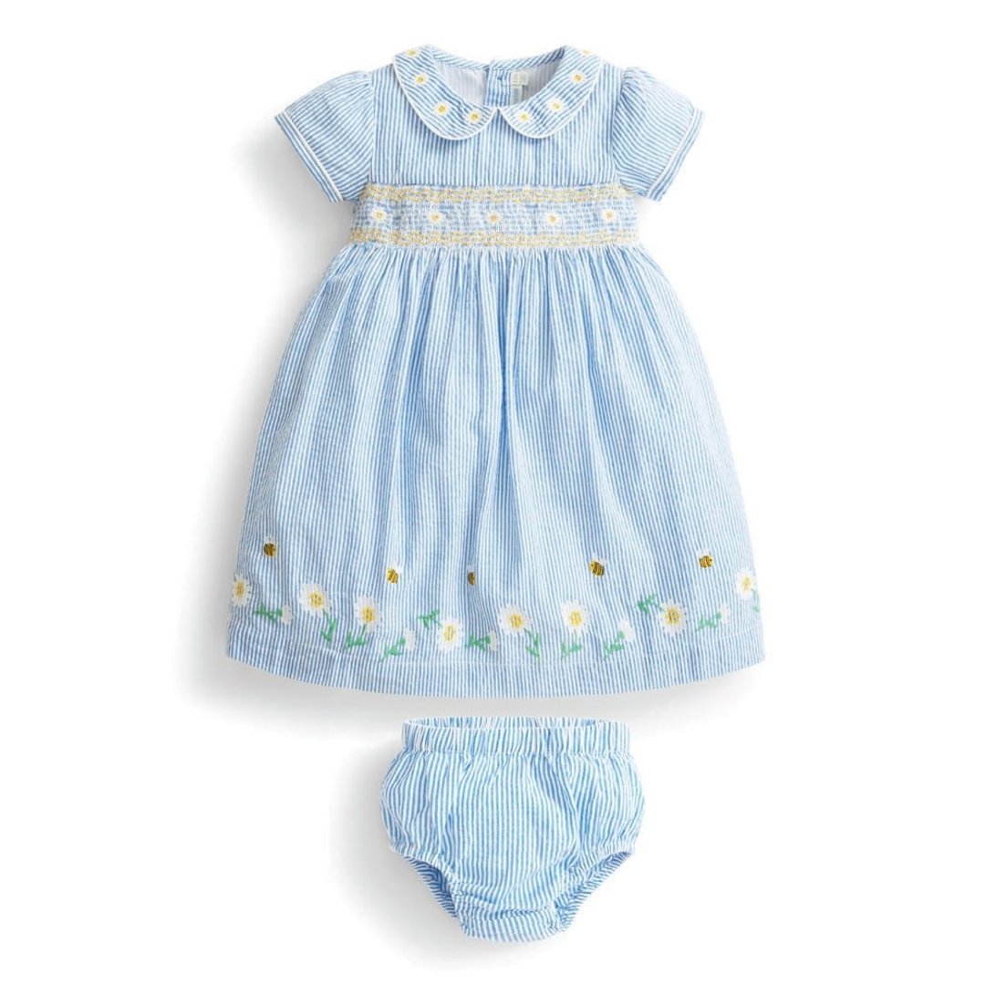 英国婴幼儿流行品牌 经典小圆领 女宝宝可爱夏季洋装 - 童装礼服/连衣裙 - 棉．麻 蓝色