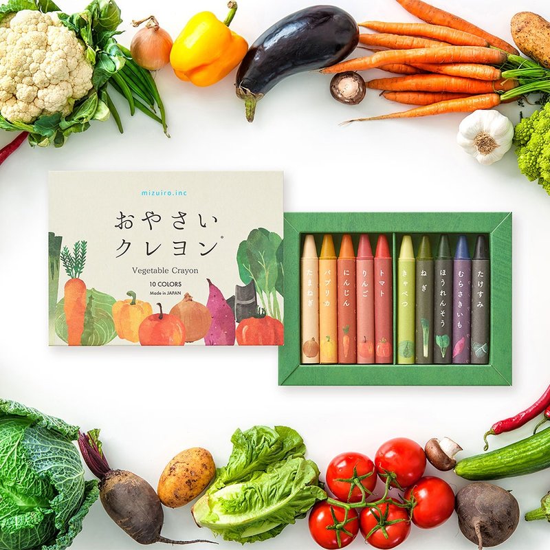 【mizuiro】日本蔬菜制无毒环保蜡笔 (10 色) - 儿童绘本/图书 - 植物．花 多色
