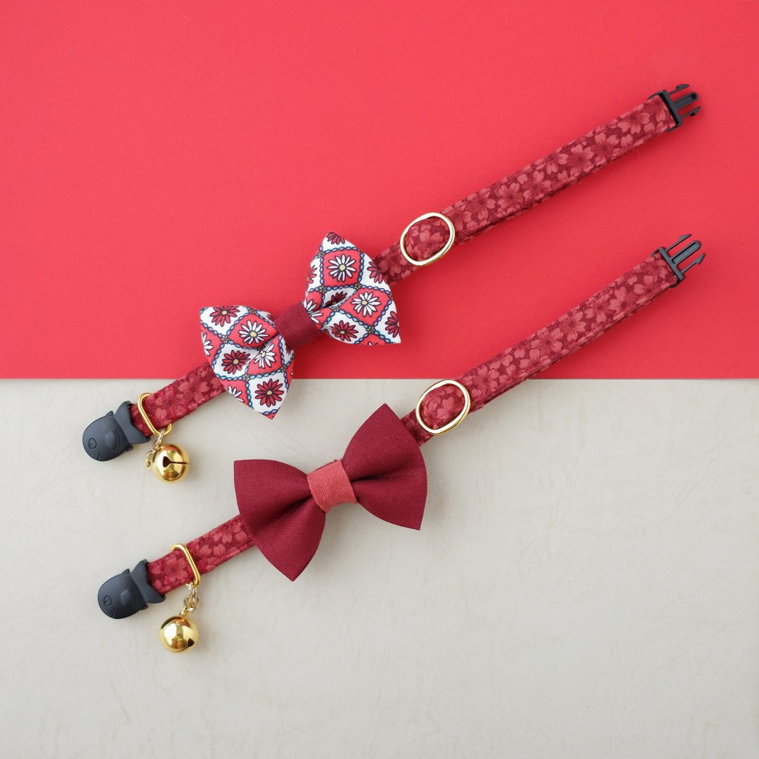 ฺBreakaway cat collar "Bloody cat couple set" >> Last set! << - 项圈/牵绳 - 棉 橘色