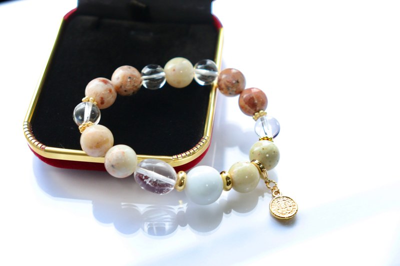 世界三大疗愈石　冰拉里玛与蒂芙尼石天然石手链　爱与和平之石 - 手链/手环 - 水晶 白色