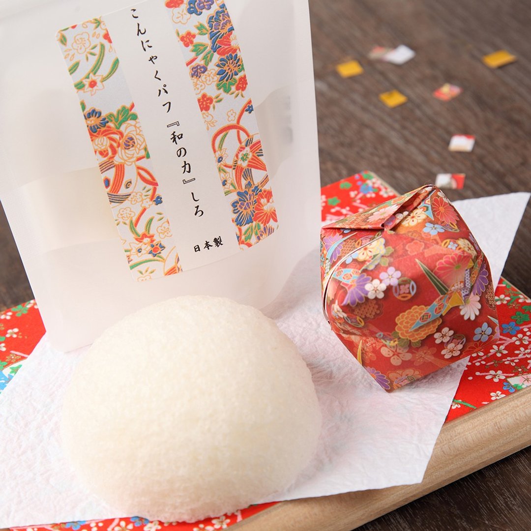 蒟蒻洁面扑和之力　白 - 脸部按摩/清洁工具 - 环保材料 