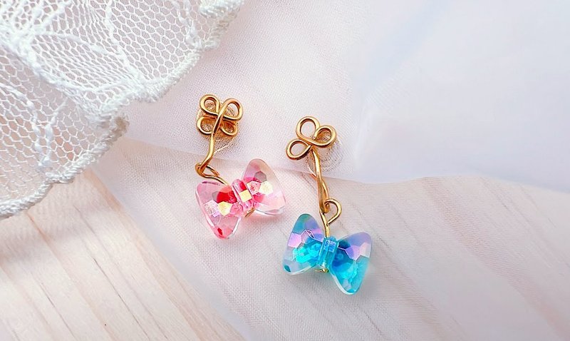 超可爱 梦幻蝴蝶结 彩色 无痛专利耳夹耳环 星星 糖果 爱心 定制 - 耳环/耳夹 - 其他材质 多色