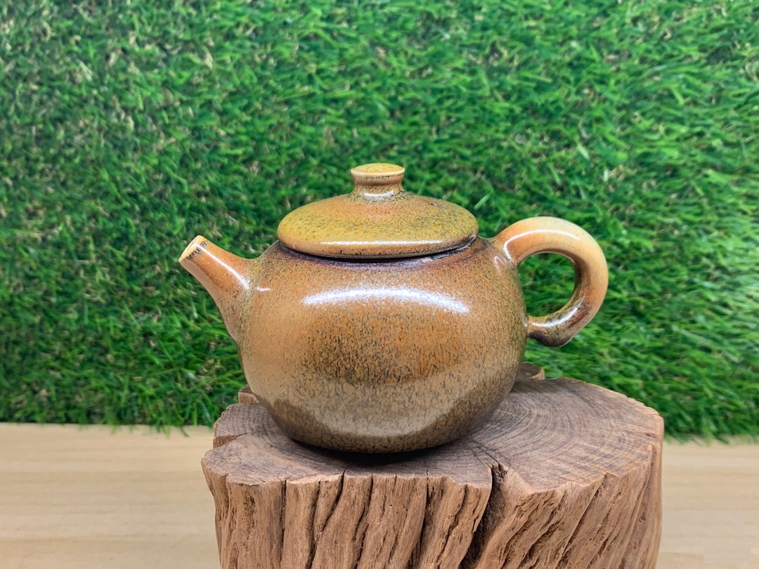 落纹单人壶 l 柴烧 - 茶具/茶杯 - 陶 咖啡色
