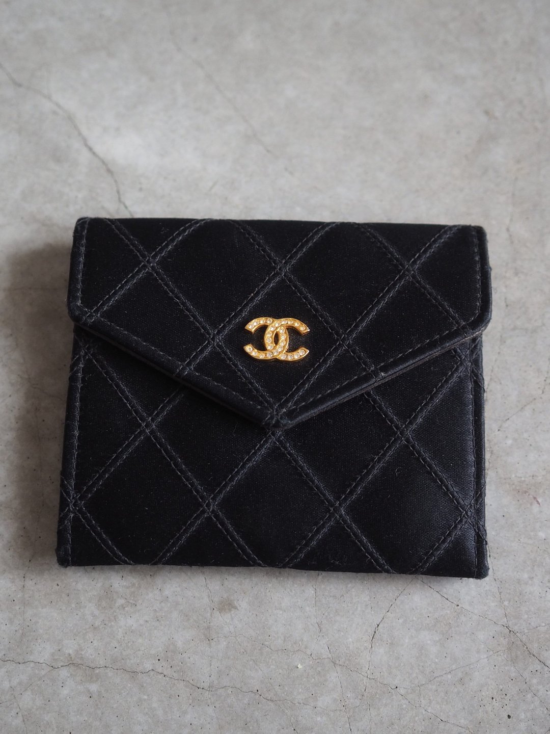 CHANEL 香奈儿 COCO 缎面 零钱包 钱包 黑色 古董级 复古 - 零钱包 - 真皮 黑色