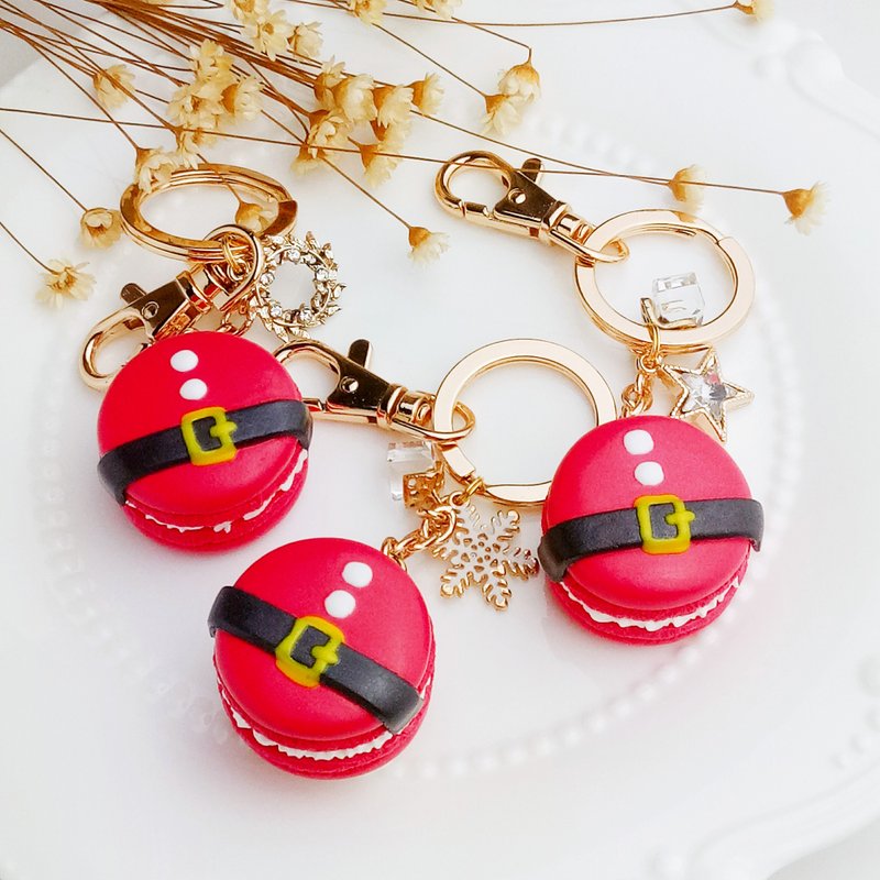 圆圆圣诞老公公马卡龙钥匙圈 / 挂饰 - 吊饰 - 粘土 