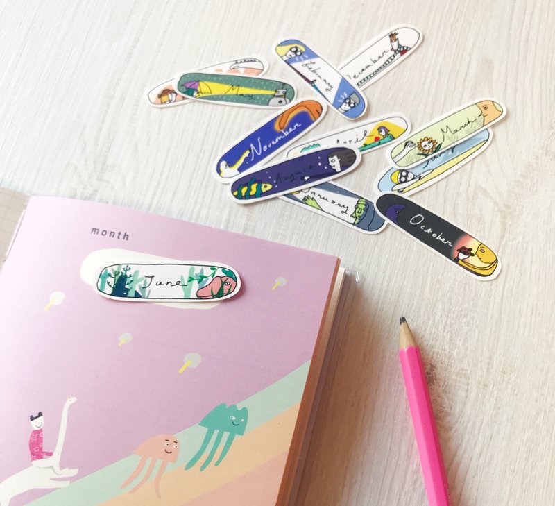 相遇 | 月份贴纸 (12入) - 贴纸 - 纸 白色