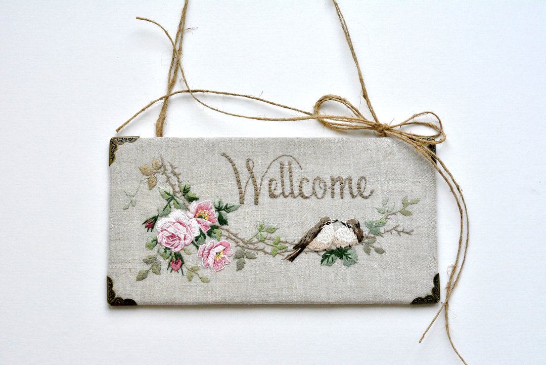 Door Hangers - welcome sign, door ornament. Door decoration, welcome door signs - 墙贴/壁贴 - 棉 白色