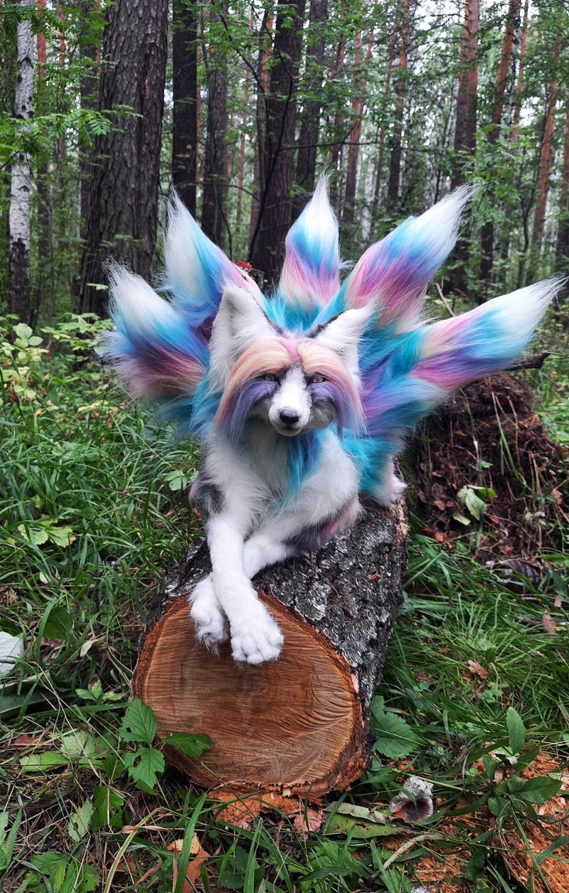 Kitsune 艺术娃娃玩具逼真可摆姿势狐狸精毛绒毛绒动物 - 玩偶/公仔 - 其他材质 多色