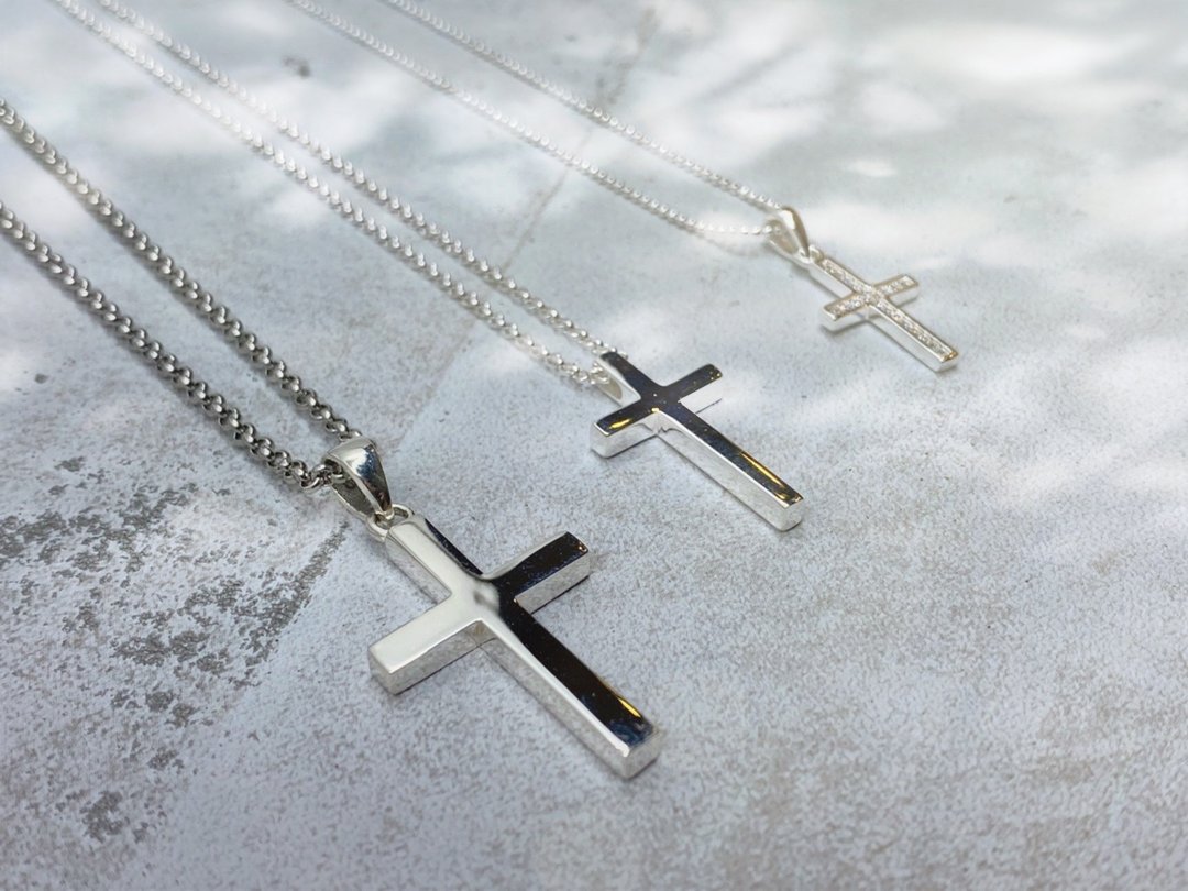 925纯银 简约百搭 神圣十字架项链 cross 情侣对链情人节 - 项链 - 纯银 银色