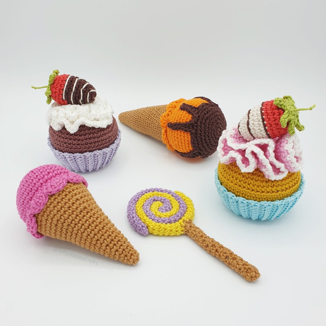 Crochet Sweet Set| Strawberry Cupcake, Ice Cream and Lollipop - 手工艺教程/工具书 - 其他材质 