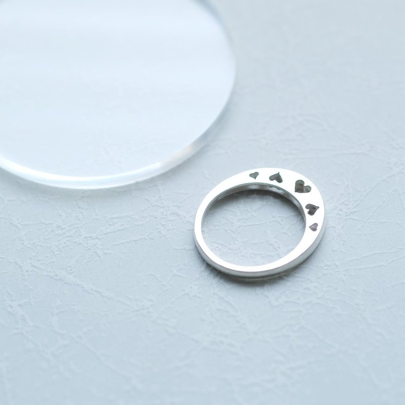 Cutout Heart Ring Silver 925 - 戒指 - 其他金属 灰色